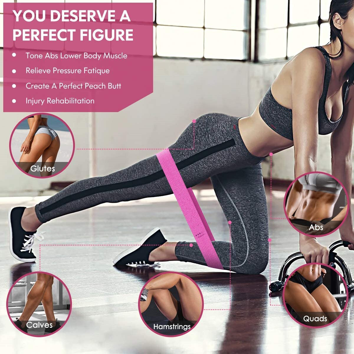 "Ultimate Resistance Loop Bands Set for a Powerful Home Workout - Achieve Your Fitness Goals with 5 Non-Slip Fabric Bands of Varying Intensity!"