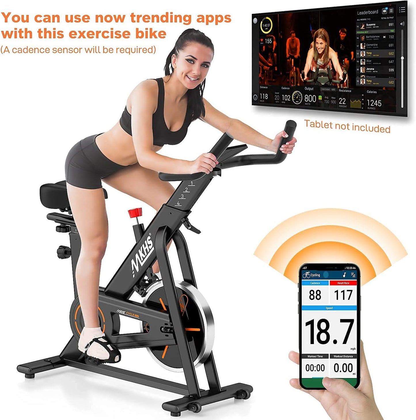 "Ultimate Home Exercise Bike: Comfortable Seat, Silent Drive, and Ipad Holder for an Unbeatable Workout Experience!"