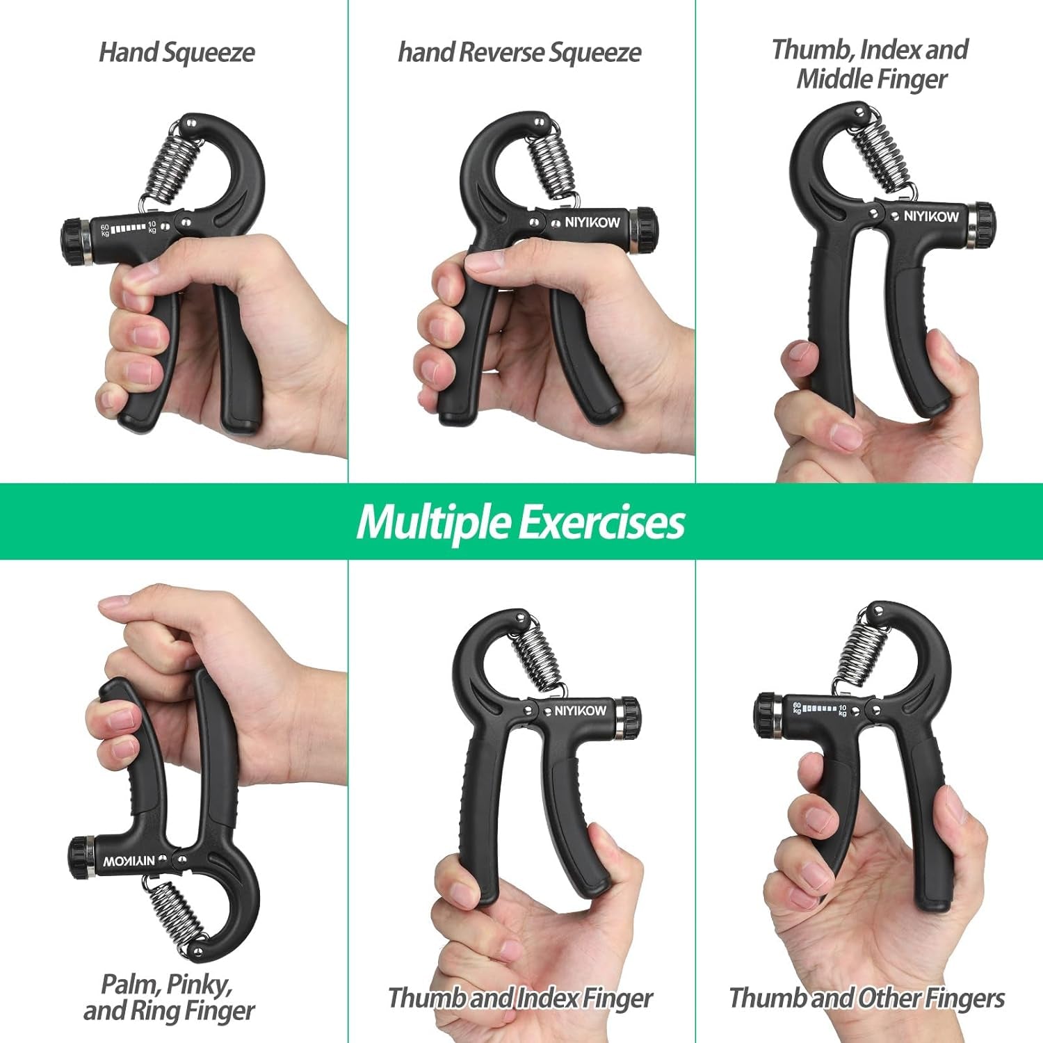 "Ultimate Grip Strength Trainer: Boost Your Power, Enhance Performance, and Speed up Recovery with Adjustable Resistance 22-132Lbs (10-60Kg) Hand Grip Strengthener - Ideal for Musicians, Athletes, and Injury Rehabilitation"