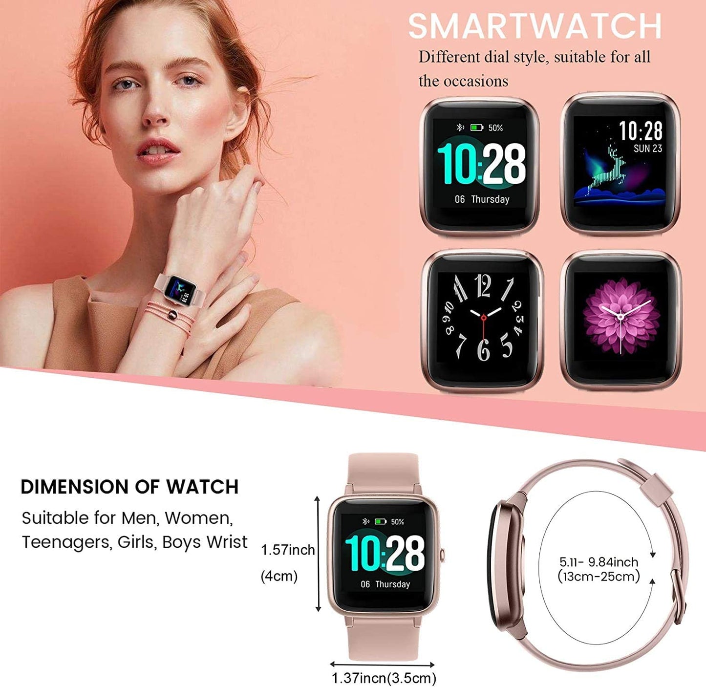 "Stay Fit and Stylish with Our Waterproof Smart Watch - Track Steps, Heart Rate, Sleep, and More! Compatible with Android and Ios Phones"