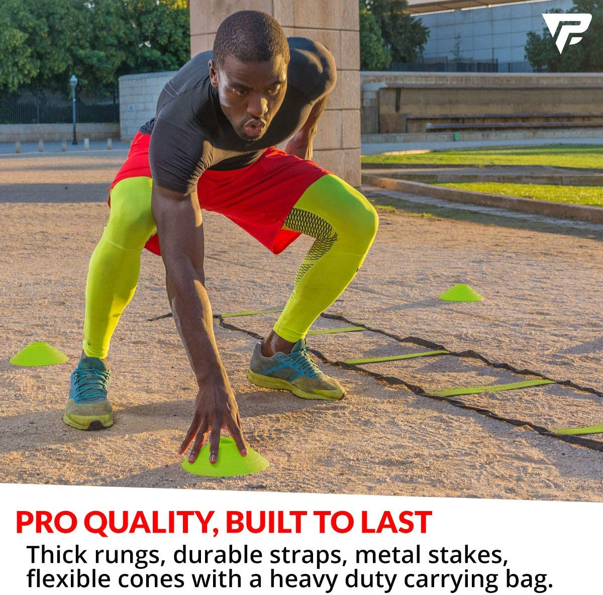 "Ultimate Speed and Agility Training Set - Boost Your Performance with the Pro Agility Ladder and Cones! Perfect for Soccer, Football, and All Sports - Enhance Your Footwork, Stamina, and Workout Drills - Comes with a Convenient Heavy Duty Carry Bag!"