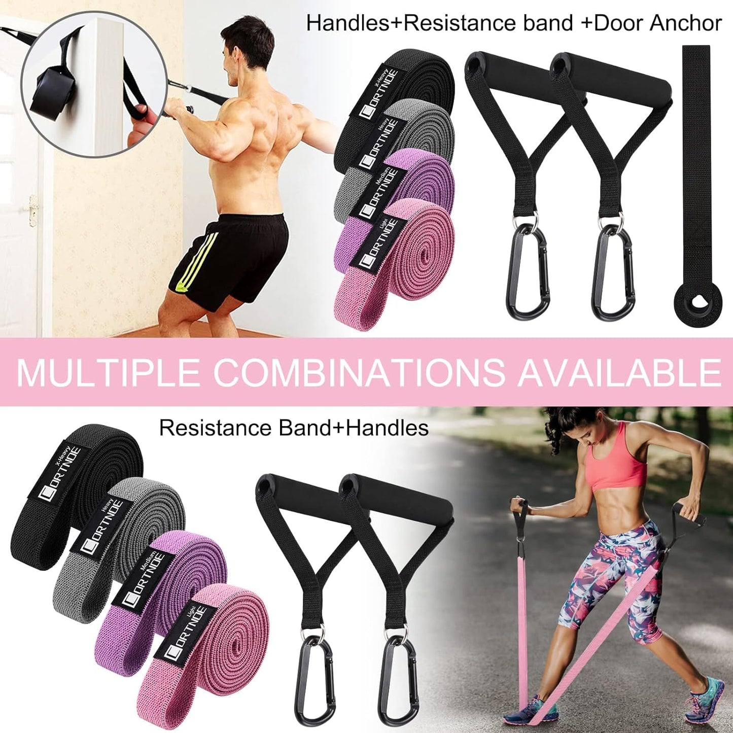 "Ultimate Strength Training Kit: Long Resistance Bands with Handles for Effective Workouts and Pull-Up Assistance"