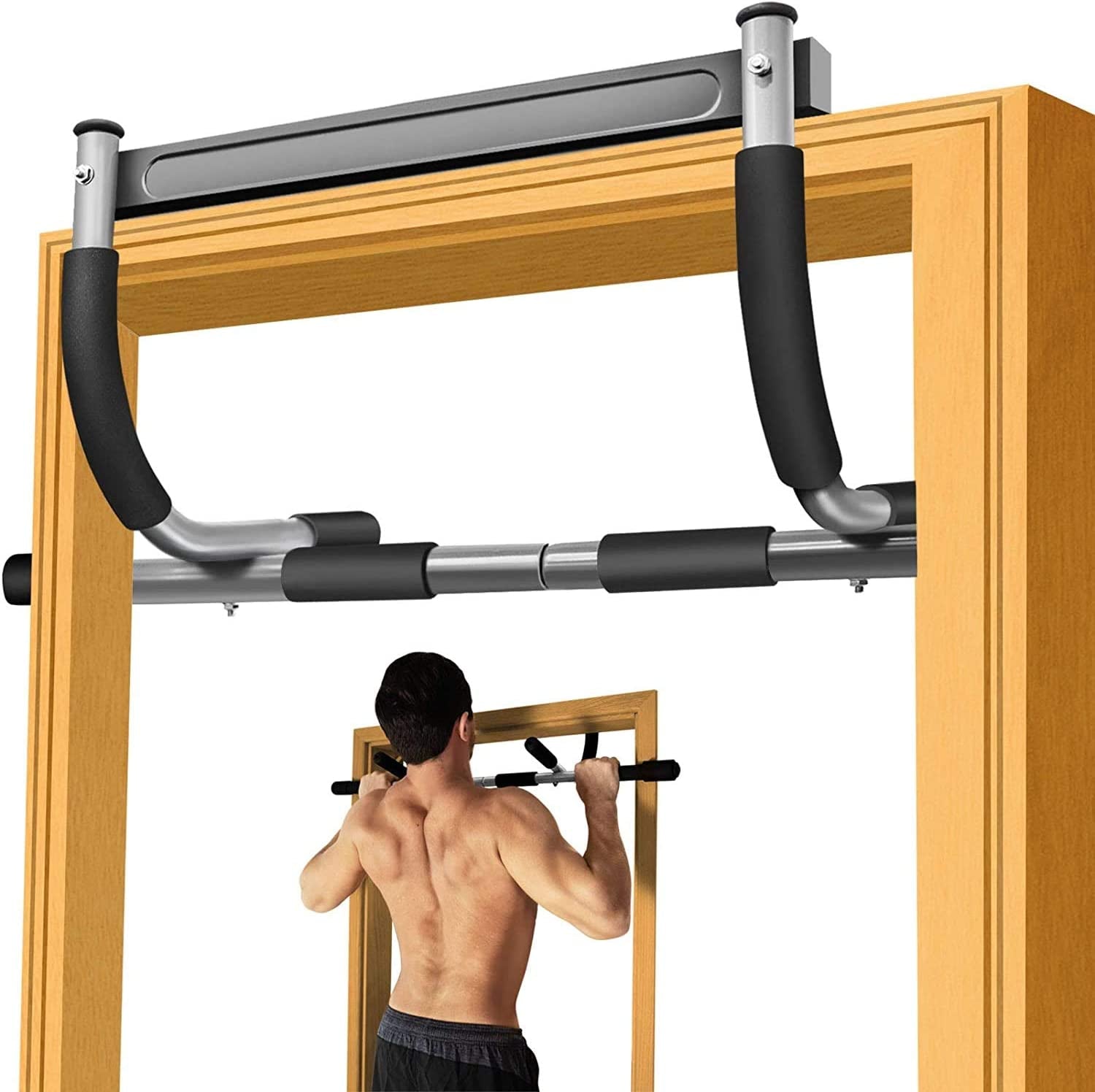 "Ultimate Home Gym Pull-Up Bar: Achieve Your Full Body Fitness Goals with Assisted Pull-Up Band and Multi-Grip Chin-Up Bar - Easy Installation for Indoor Workouts!"