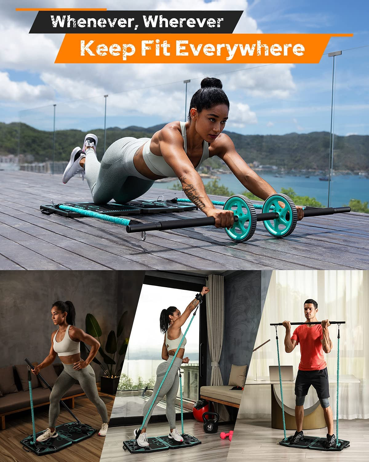 "Ultimate Portable Home Gym: Transform Your Body with 14 Exercise Accessories for Full Body Workouts!"