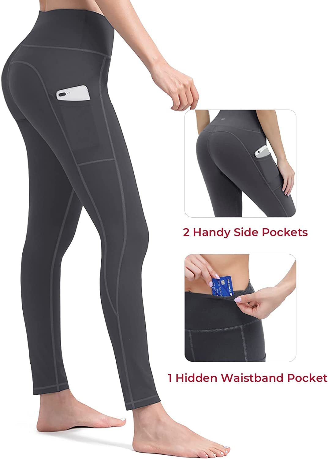 "Ultimate Performance Leggings for Women: Stay Stylish, Secure, and Confident with Non-See-Through Yoga Pants Featuring Phone Pockets, Tummy Control, and Full-Length/Capri Options!"