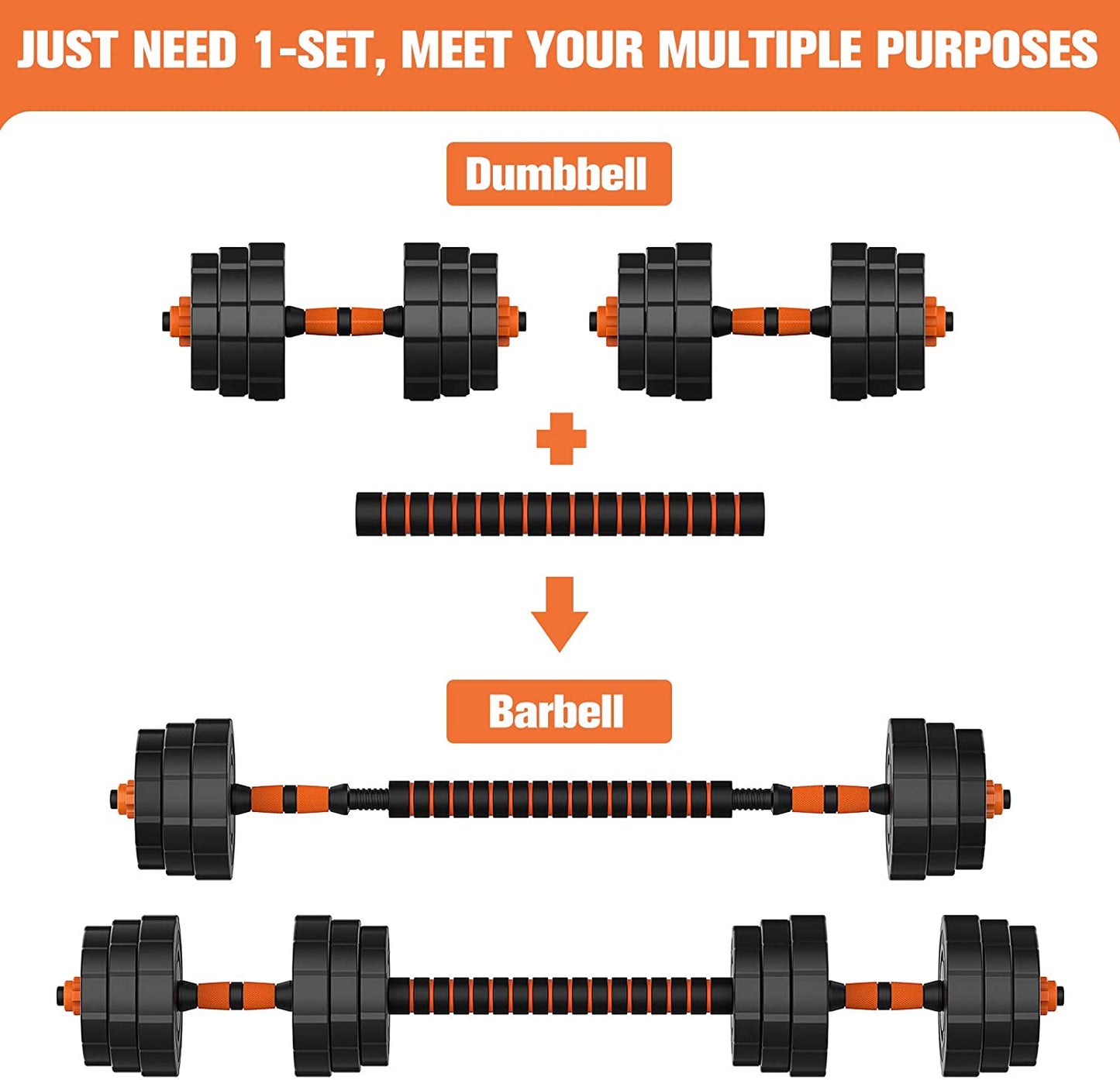 "Ultimate Adjustable Weights Barbell Dumbbells Set - Non-Slip Neoprene Hand Weights for a Complete Home Gym Fitness Experience!"