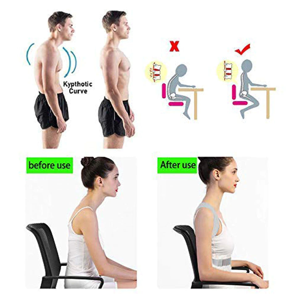 "Improve Your Posture with Our Back Posture Corrector - Effective Spine Support Belt for Perfect Alignment - Suitable for Men, Women, and Kids!"