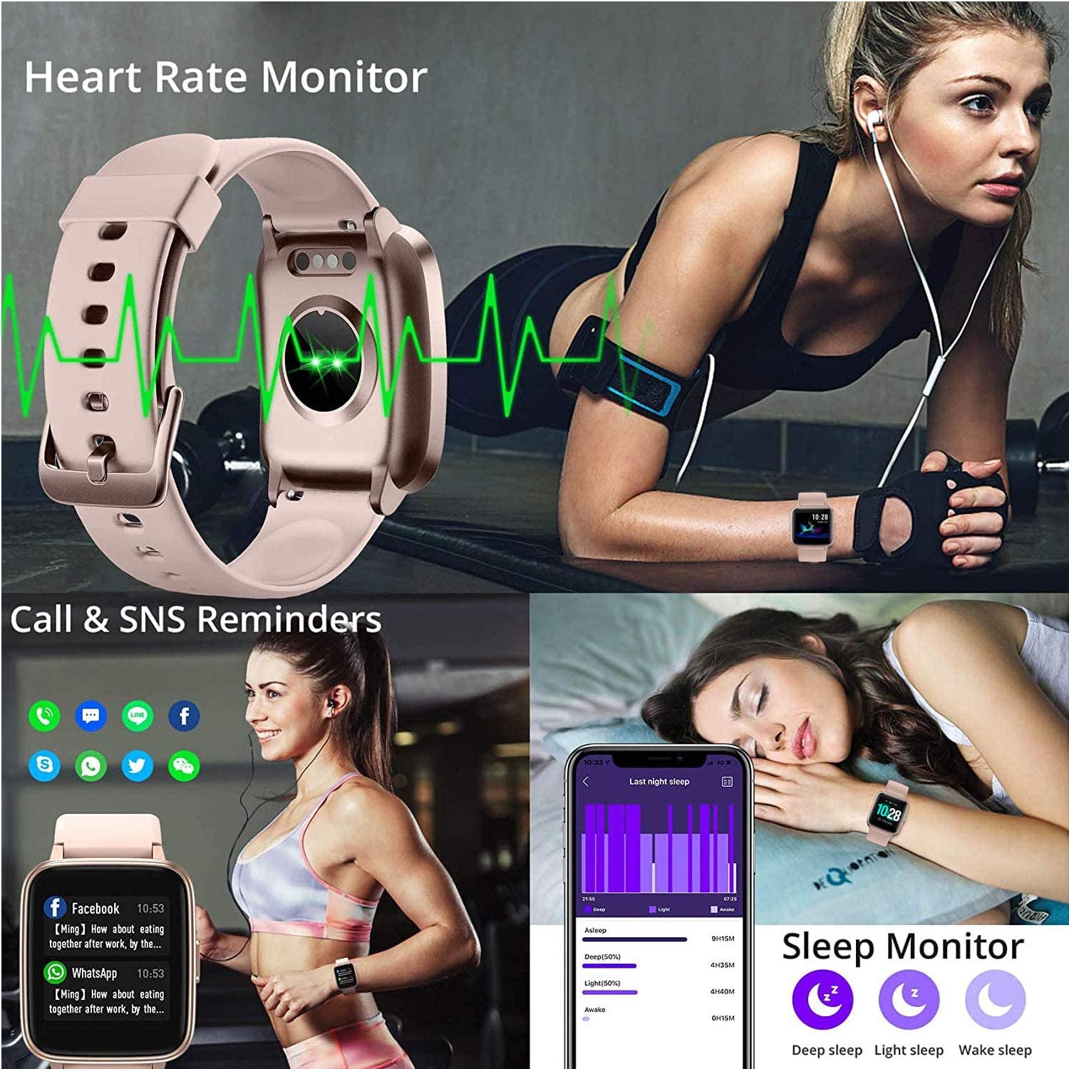 "Stay Fit and Stylish with Our Waterproof Smart Watch - Track Steps, Heart Rate, Sleep, and More! Compatible with Android and Ios Phones"