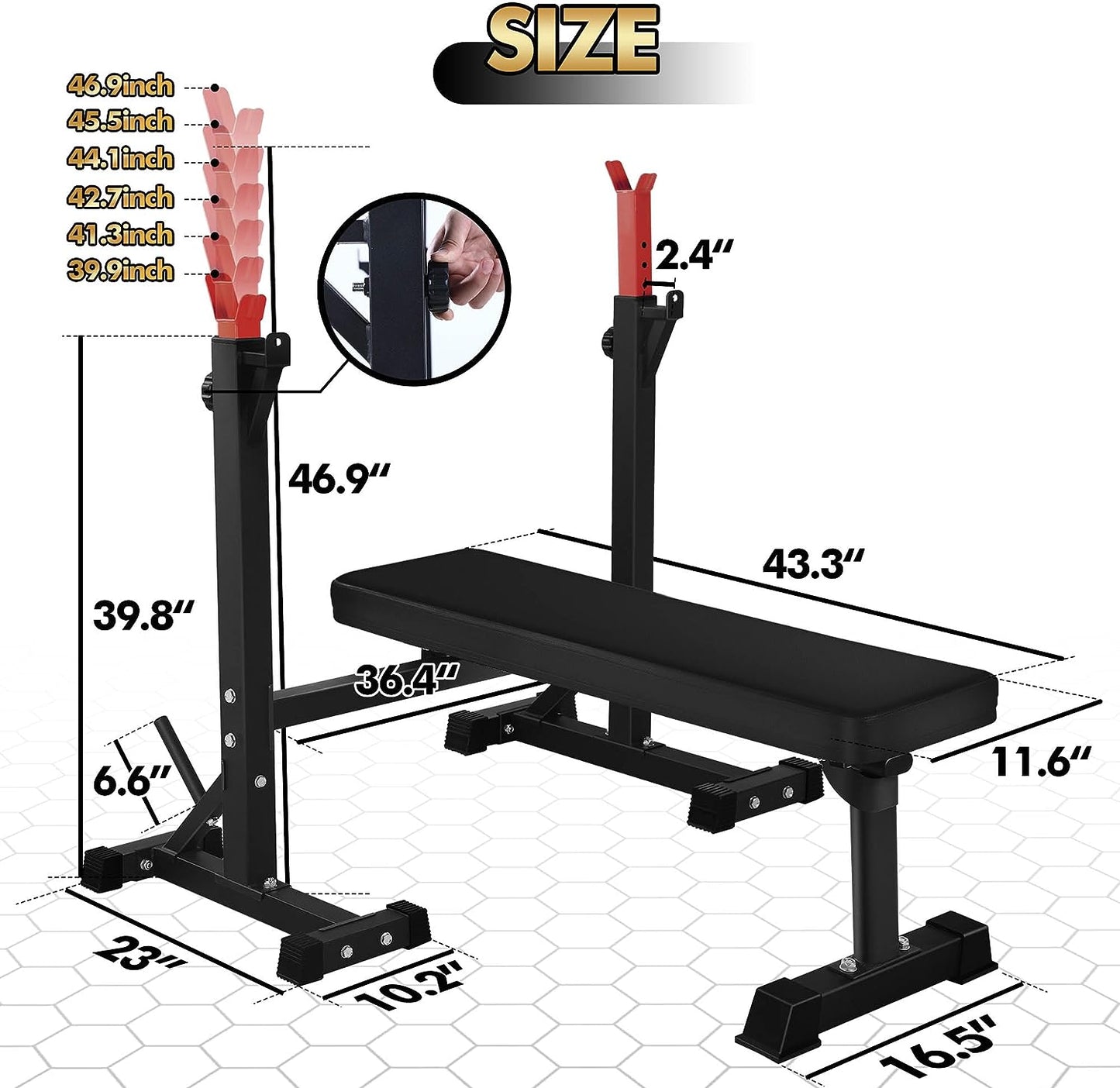 "Ultimate Home Gym Set: Olympic Weight Bench with Squat Rack - Boost Your Strength Training with Adjustable Barbell Rack Stand and Multi-Function Bench Press"