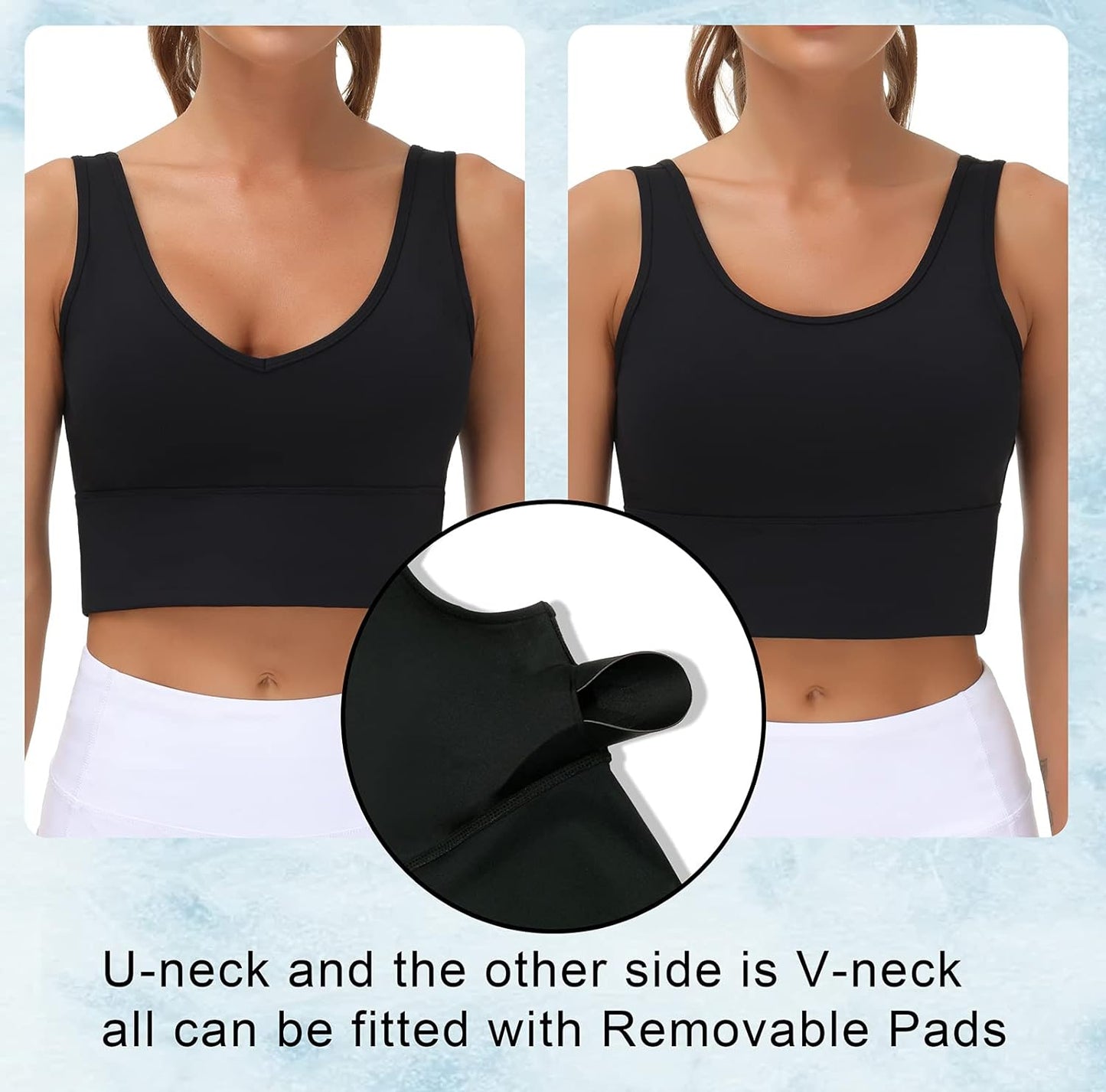 "Ultimate Comfort and Support: Women'S Longline Sports Bra with Removable Pads - Perfect for Yoga, Workouts, and Everyday Wear!"